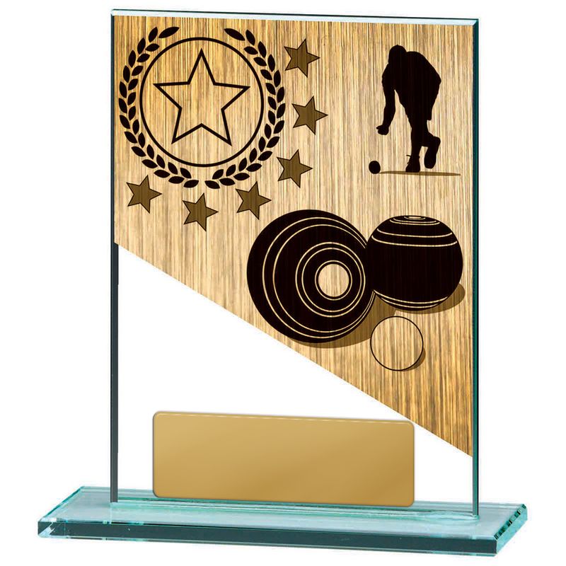 Lawn Bowls Glass Trophy 170mm